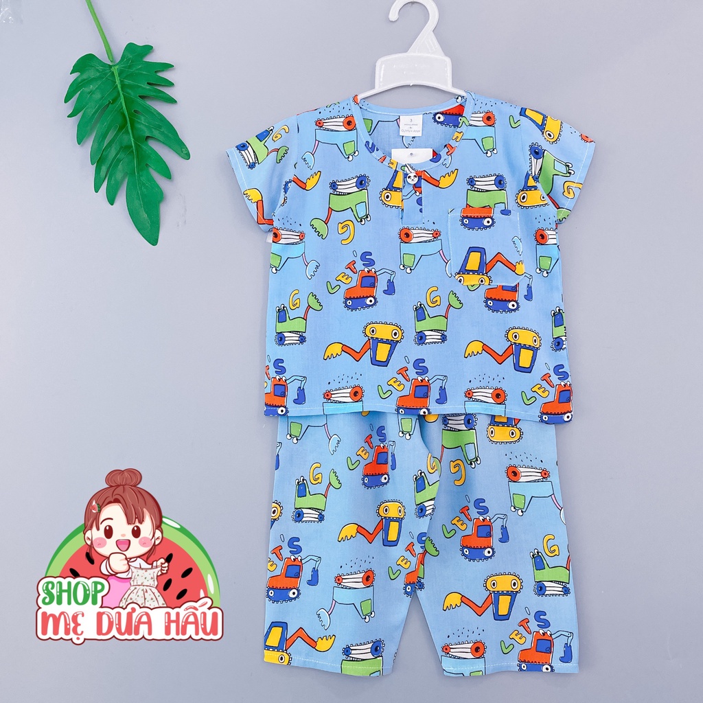 Bộ tole bé trai, bộ quần áo bé trai vải lanh tay ngắn quần dài 8-32kg shop mẹ dưa hấu