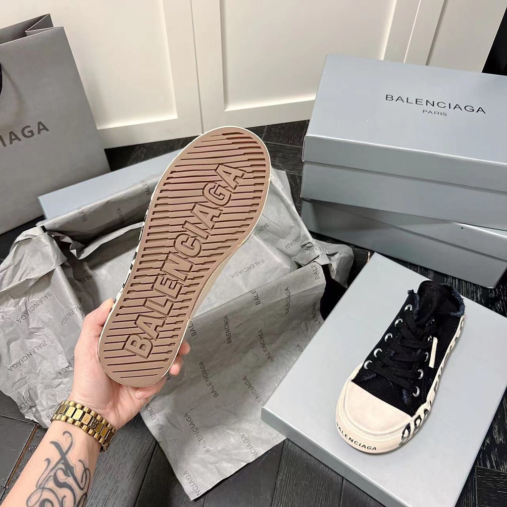 Giày Balenciag 3D Phiên Bản 35-42 Cổ Thấp Màu Đen Thời Trang Cho Nam Và Nữ