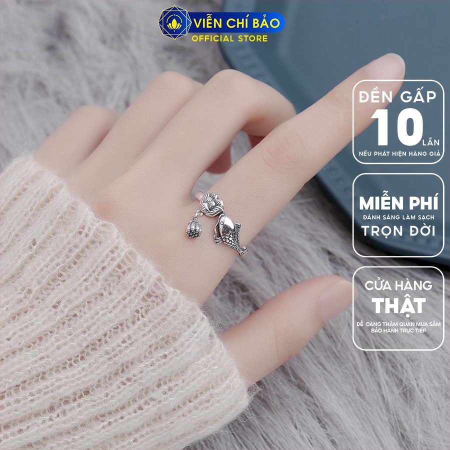 Nhẫn bạc nữ Lý ngư liên hoa chất liệu bạc Thái 925 thời trang phụ kiện trang sức nữ Viễn Chí Bảo N000256