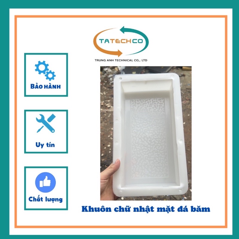 Khuôn Đúc Gạch Lát Sân Vườn Hình Chữ Nhật Mặt Đá Băm 12.5x25x5cm