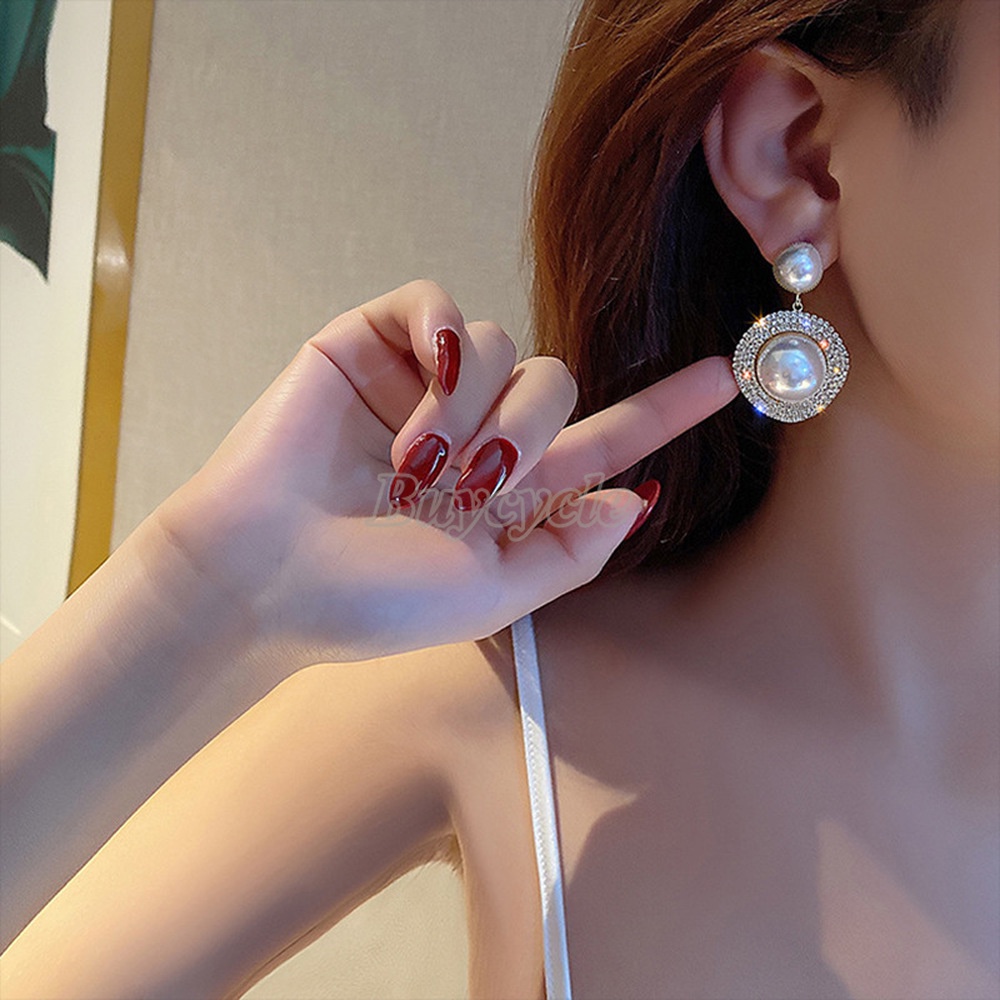 Bông Tai Kim Loại Đính Ngọc Trai Giả Toàn Diện Phong Cách Âu Mỹ Cổ Điển Dành Cho Nữ