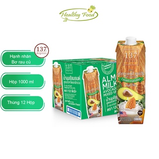[VỊ MỚI] Thùng Sữa hạt Hạnh nhân Bơ và Rau củ 137 Degrees 1L (12 hộp)