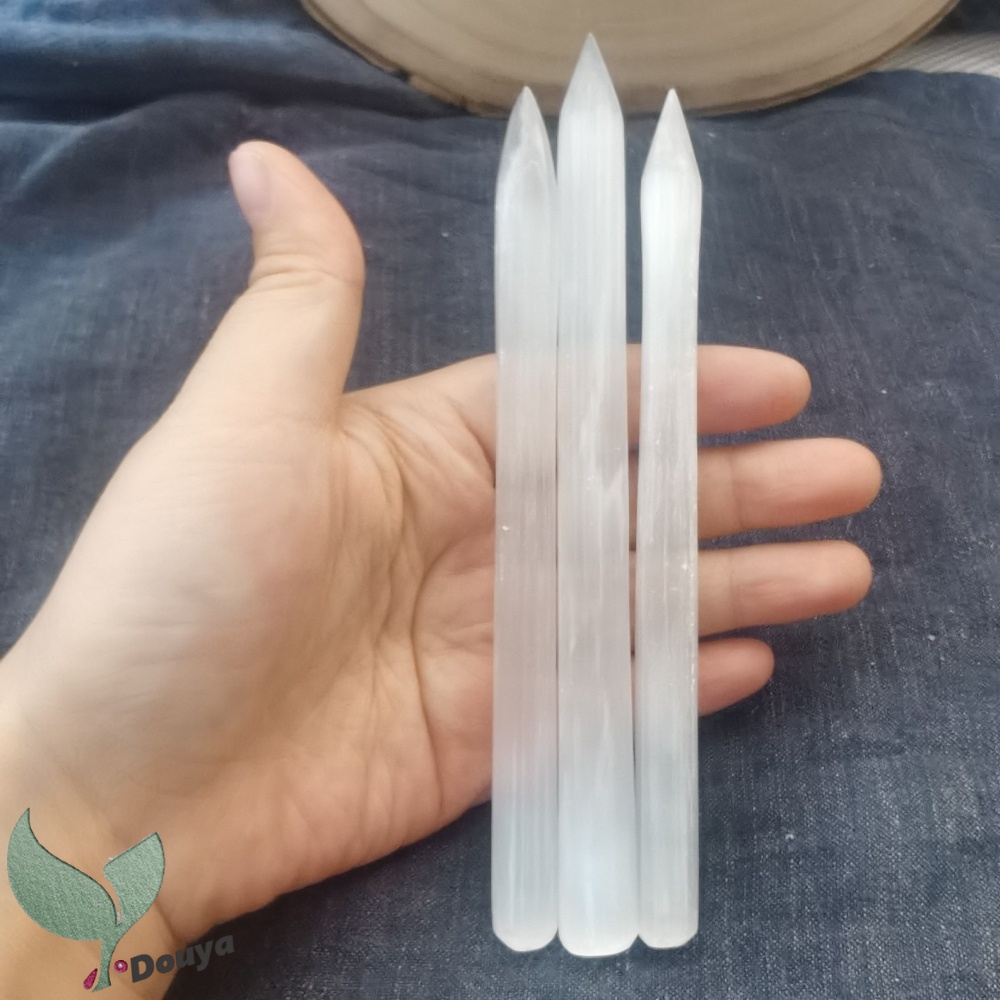 Đũa bút chì selenite pha lê tự nhiên 5,9 inch để trang trí nhà cửa
