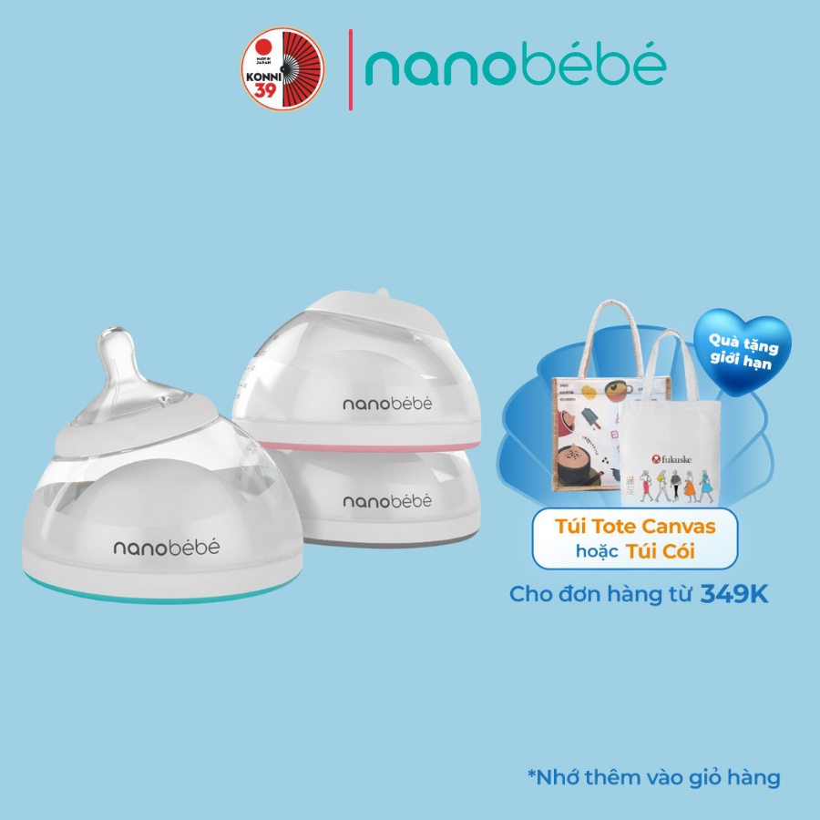 Set 2 Bình sữa Nanobebe 240ml không chứa BPA hình bầu ngực mẹ bình sữa cho bé Nanobebe - Bahachiha