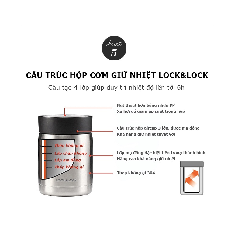 Bộ hộp cơm giữ nhiệt LocknLock màu bạc 3 ngăn, có nút thoát hơi điều chỉnh LHC8031SLV LHC8031 - K-MALL