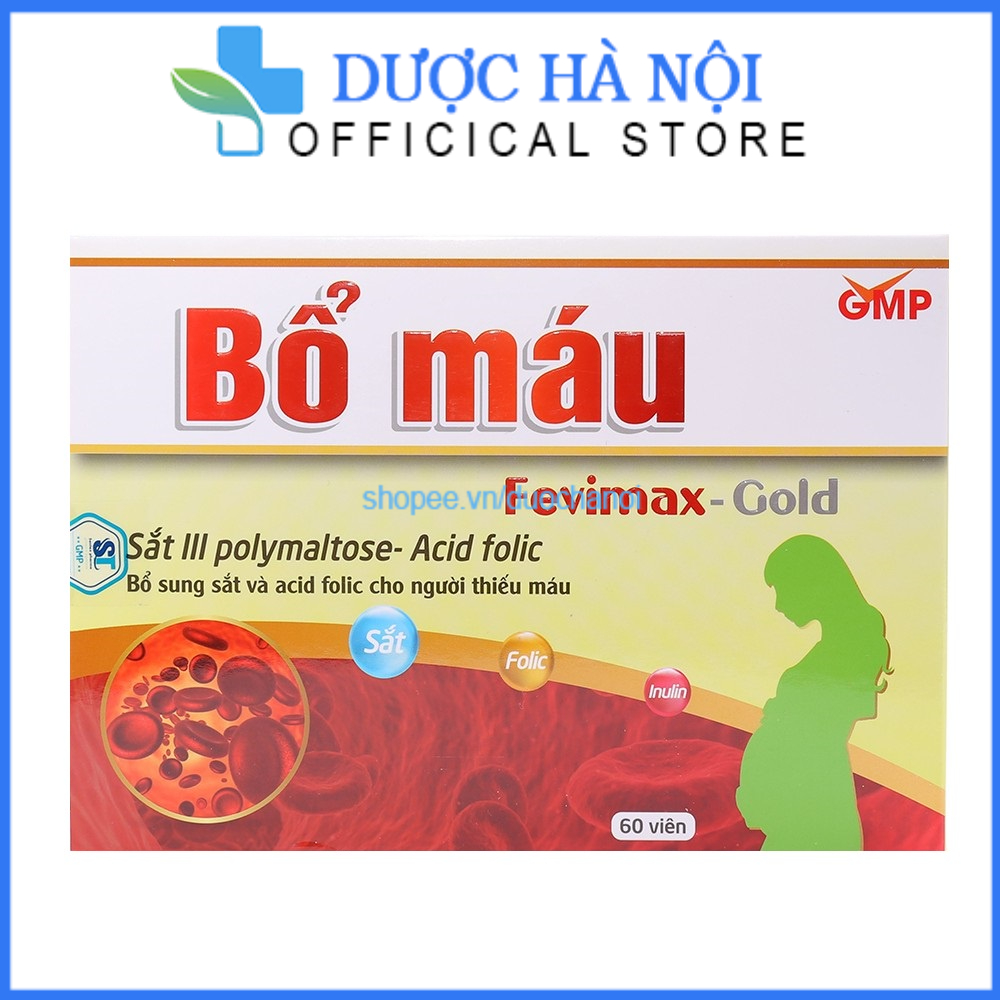 Viên uống Bổ máu Fevimax Gold bổ sung Sắt, Acid Folic cho người thiếu máu hộp 60 viên