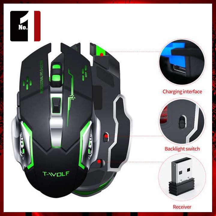 Chuột Gaming Không Dây T-WOLF Q13 Led Rgb Chuột Vi Tính Laptop Chống Ồn Wireless Chơi Game Giá Rẻ