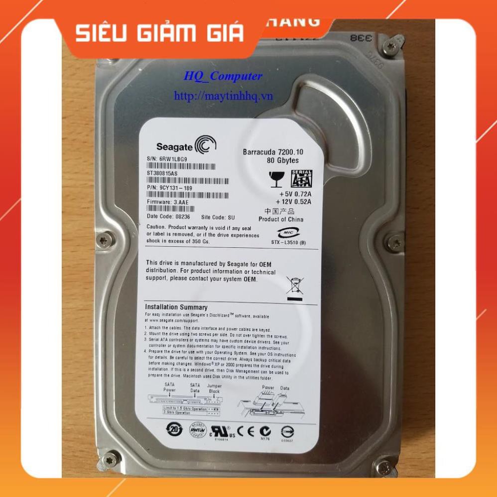 Ổ CỨNG MÁY TÍNH BÀN 80GB ĐÃ CÀI WIN