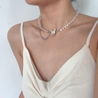 Dây Chuyền Hình Bướm Chuỗi Ngọc