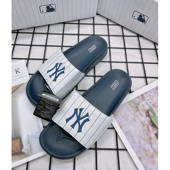 [CHÍNH HÃNG] DÉP MLB NỘI ĐỊA HÀN SỌC NAVY LOGO NY  - MLB CHÍNH HÃNG UNISEX NAM NỮ (HÀNG CÓ SẴN) - CÓ BILL MUA HÀNG