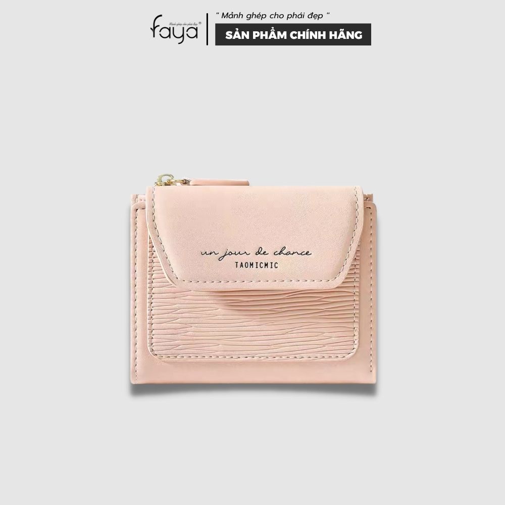 Faya - Ví ngắn cầm tay họa tiết gợn sóng pastel V151