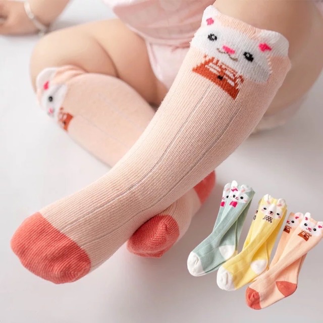 [Chọn mẫu] Tất sơ sinh Tất đùi cotton giữ ấm đầu gối cho bé 0 đến 3 tuổi siêu yêu