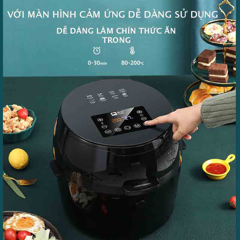 Nồi chiên không dầu 8L cảm ứng - nút cơ - TỰ ĐỘNG LẬT ĐẢO tích hợp 6 chế độ nướng, chiên, sấy, giã đông,...BẢO HÀNH 12T