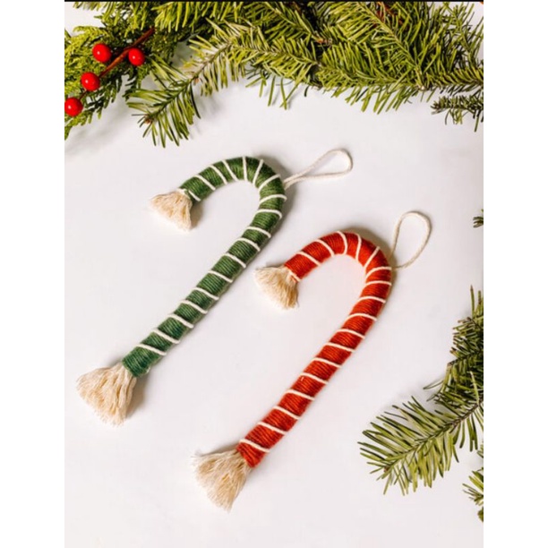 Kẹo gậy Macrame trang trí cây thông Noel