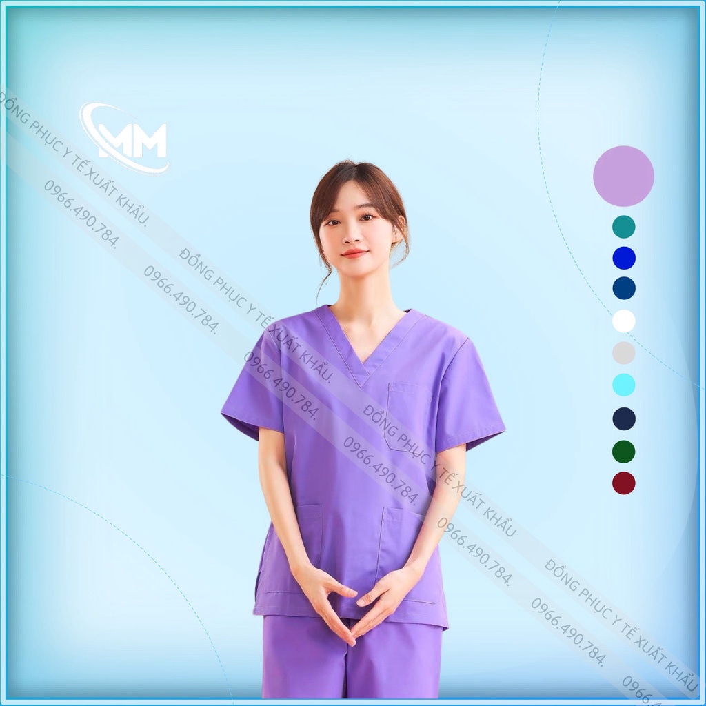 Bộ scrubs màu Tím, Quần áo Blouse, y tá, bác sỹ, phẫu thuật, thẩm mỹ, Spa, Đông Phục Y Tế Cao Cấp