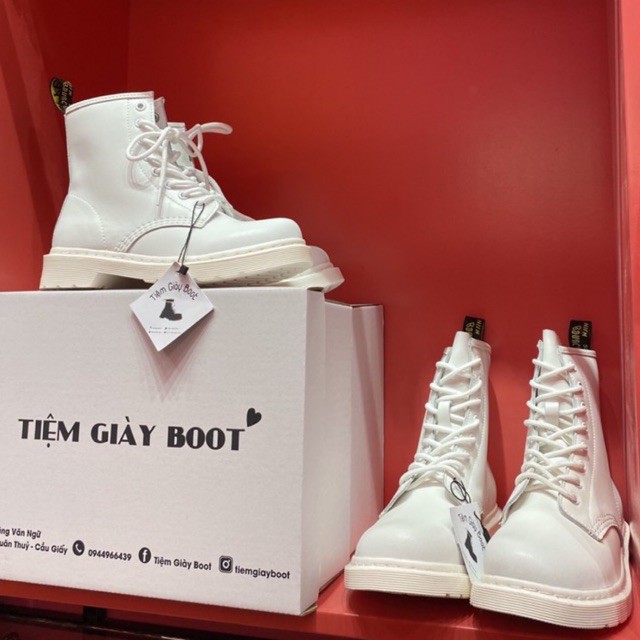 BOOT DR TRẮNG⚡FREESHIP⚡ All White Boot -Dr trắng tinh khôi-KQ27 (Full box Logo Tiệm Giày Bôt)