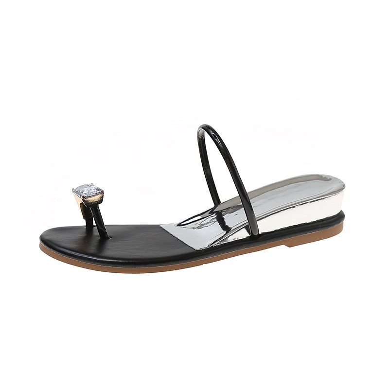 Dép Sandal Đế Xuồng 4cm Đính Đá Thời Trang Đi Biển Cho Nữ