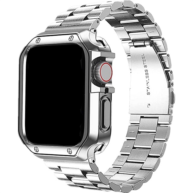 Bộ Ốp Bảo Vệ Bằng TPU + Dây Đeo Bằng Thép Không Gỉ Cho Apple Watch Band 45mm 44mm 42mm 41mm 40 / 38 series 3 4 5 6 se 7