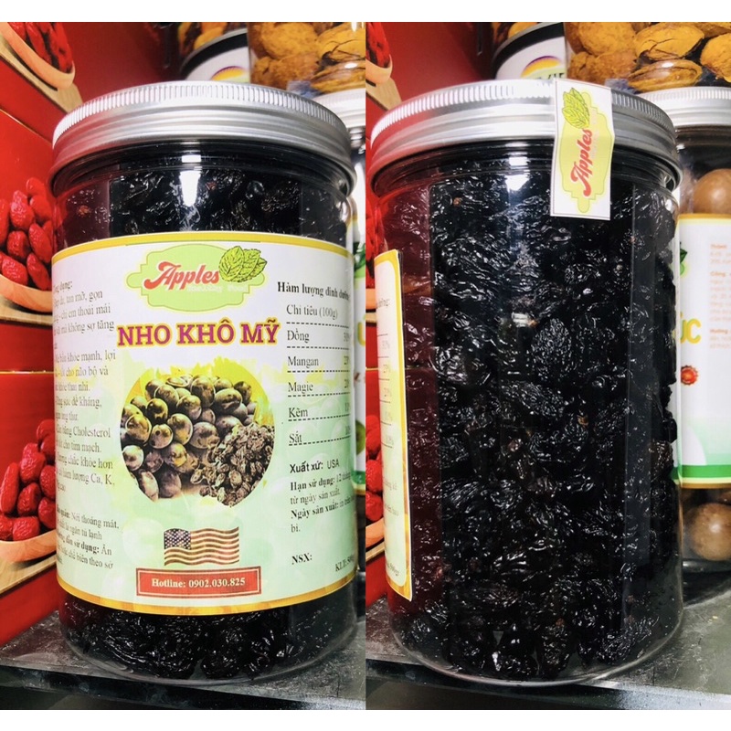 Nho Khô Đen Mỹ Không Hạt 500gr