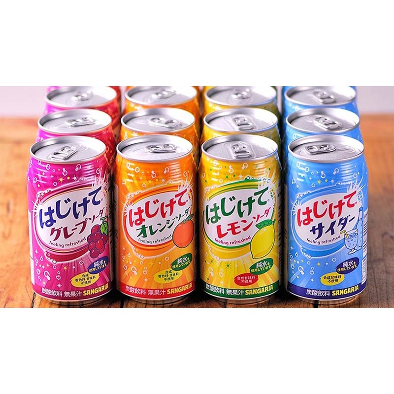 Nước soda Sangaria Hajikete nhiều vị 350ml, nước uống được ưa chuộng tại Nhật Bản [date T1-3/2024]