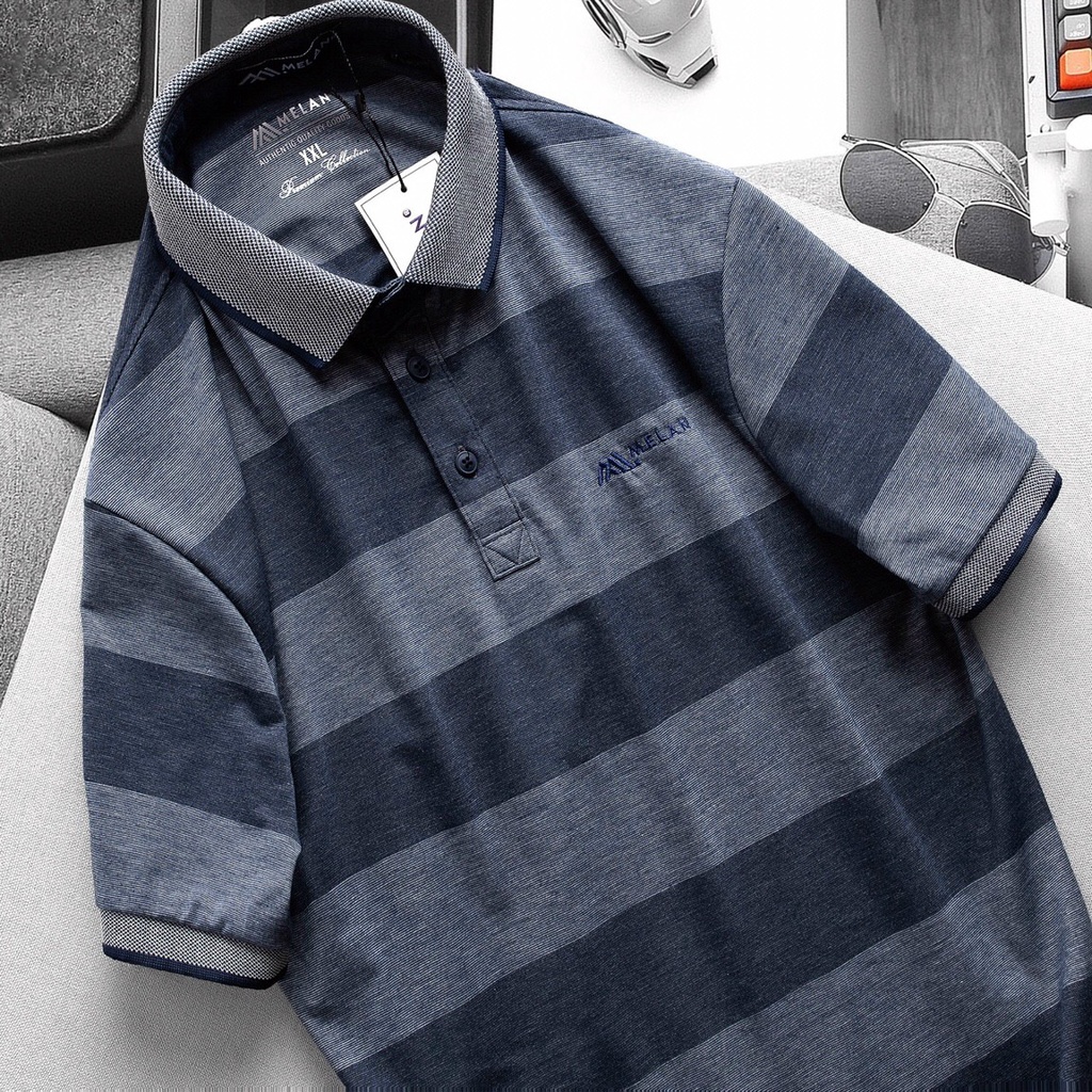 Áo thun polo nam trung niên sọc ngang có cổ bẻ trung niên cá sấu cao cấp Nexx&amp;Dee PL29