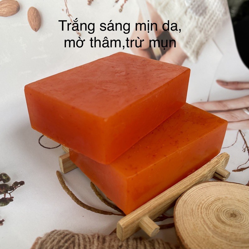 Combo 3 bánh xà bông saffron hoa hồng handmade có giấy kiểm nghiệm, HSD 18 tháng