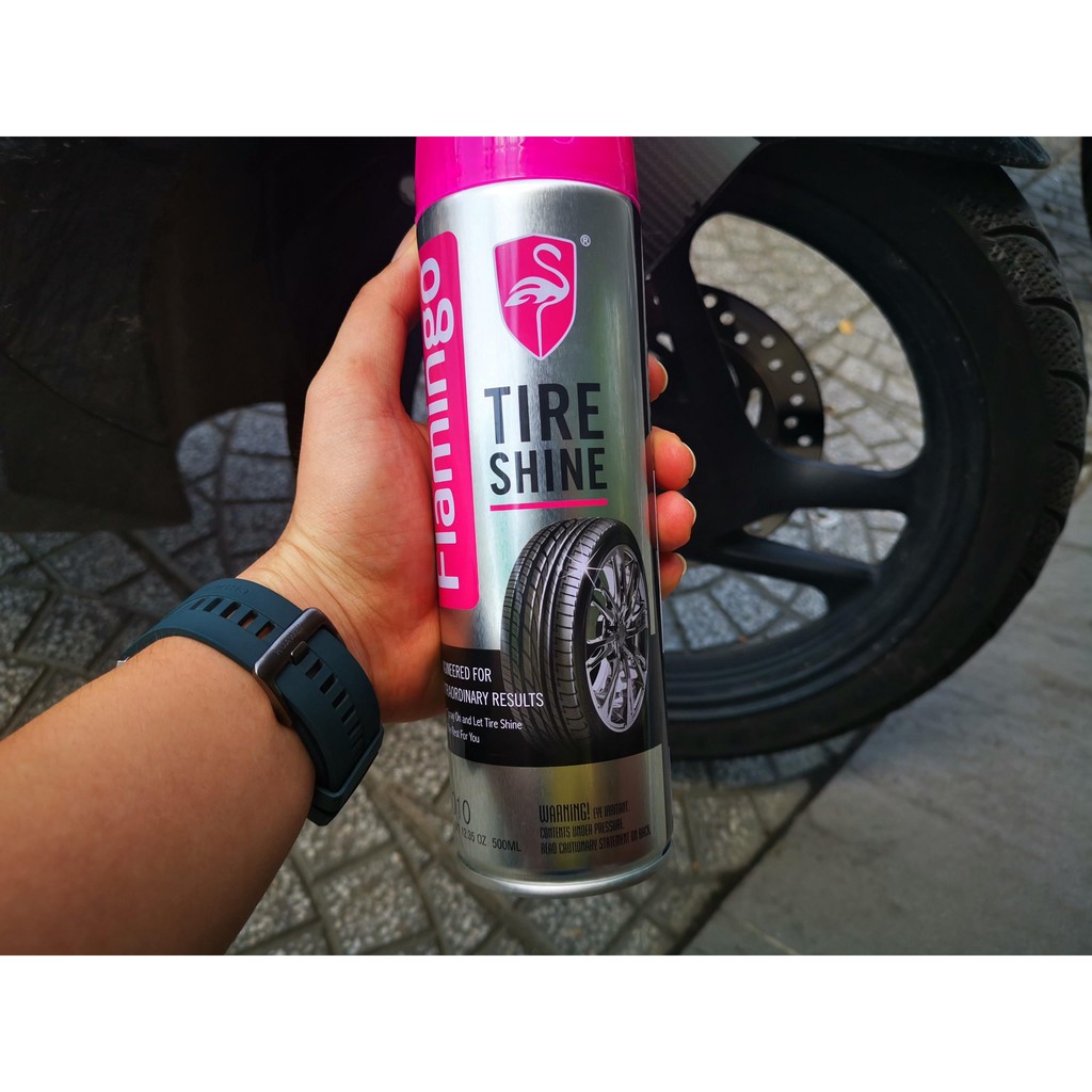 Chai xịt làm đen,bóng lốp xe chuyên dụng Flamingo Tire shine (F010) 500ml chamsocxestore