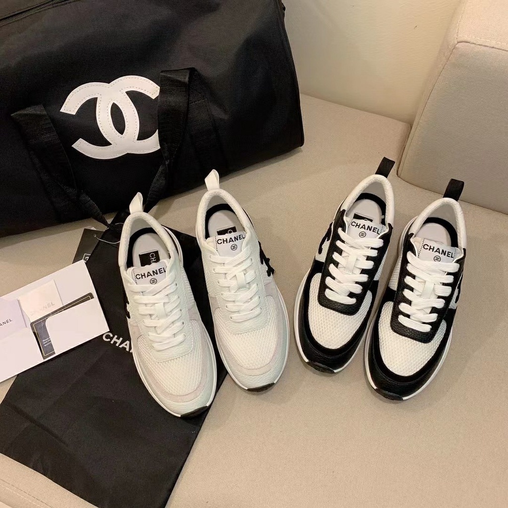 Giày Thể Thao Bằng Vải Da Lộn Màu Trắng Và Đen Không Hộp