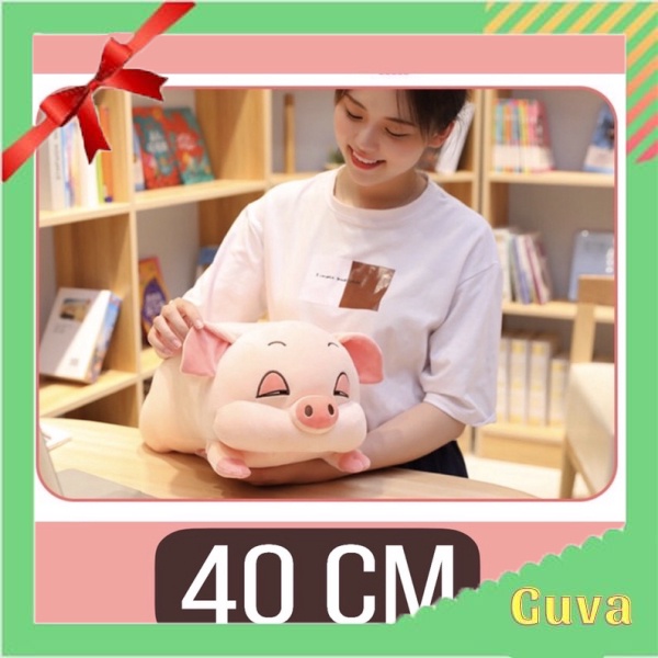 ` Gối ôm hình thú con heo béo mắt hí cute thú nhồi bông con lợn ngủ béo ú kích thước 35cm 55cm 80cm VG652