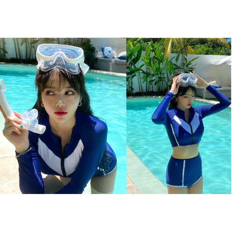 Đồ bơi tay dài chống nắng, bikini hai mảnh áo ngực có gọng loại xịn 2 lớp dày dạn Hàn Quốc | BigBuy360 - bigbuy360.vn