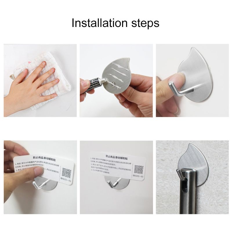 Móc treo đồ dán tường bằng thép không gỉ hình chữ nhật chống thấm nước tiện dụng cho nhà tắm / nhà bếp