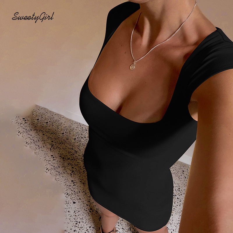 Đầm Ôm Mini Cổ Vuông Tay Ngắn Màu Trơn 2022 Màu Sắc Thời Trang Cho Nữ