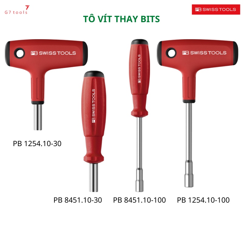 Tô Vít &Thanh T Gắn Bits 1/4" Bằng Nam Châm Mạnh PB Swiss Tools 8451.10-30 M/ 8451.10-100 M/ 1254.10-30 M/ 1254.10-100 M