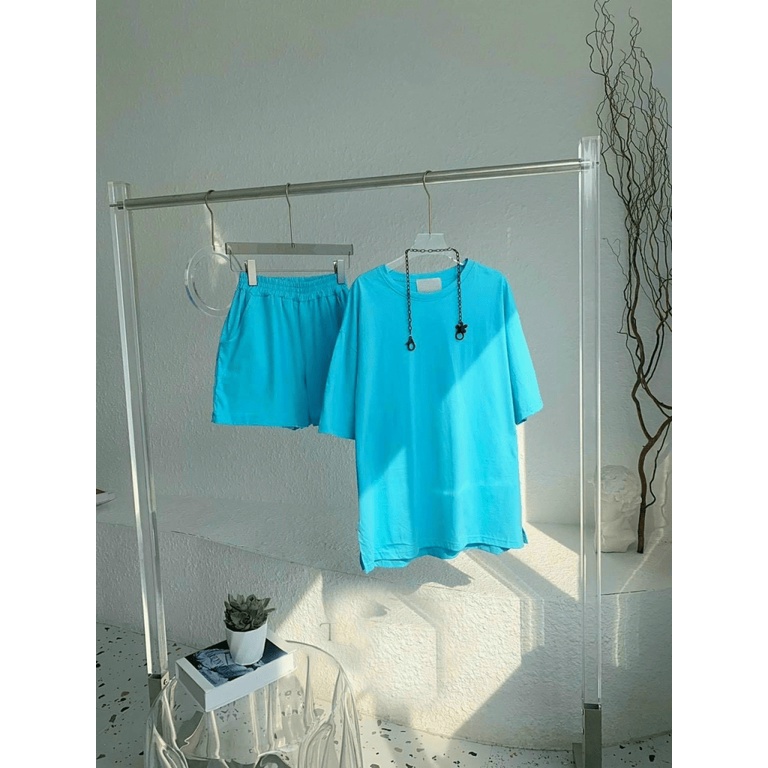 (Free Ship) MẪU THỜI TRANG THỊNH HÀNH | SÉT BỘ ÁO THUN OVERSIZE PHỐI QUẦN SHORT CÙNG MÀU CHẤT COTTON CỰC CHẤT UP Shop VL