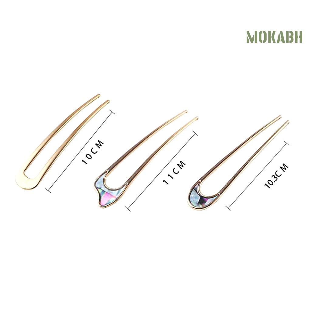 Kẹp Tóc Chữ U Bằng Thép Không Gỉ Màu Trơn Chống Biến Dạng Dành Cho Nữ