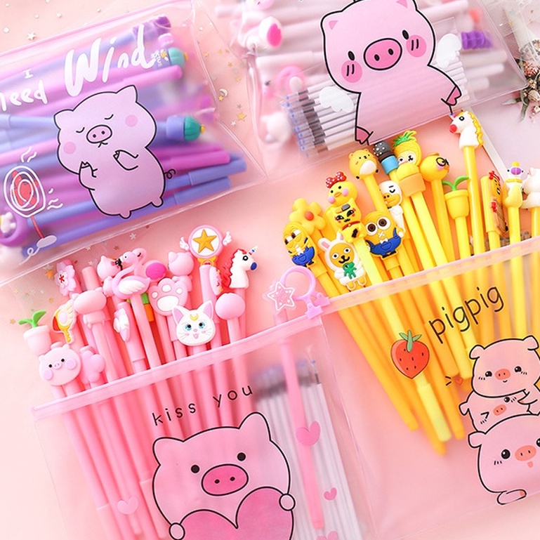 Bút bi nước cute ngẫu nhiên nhiều màu viết dễ thương anime chibi hoạt hình đồ dùng học tập xinh xắn