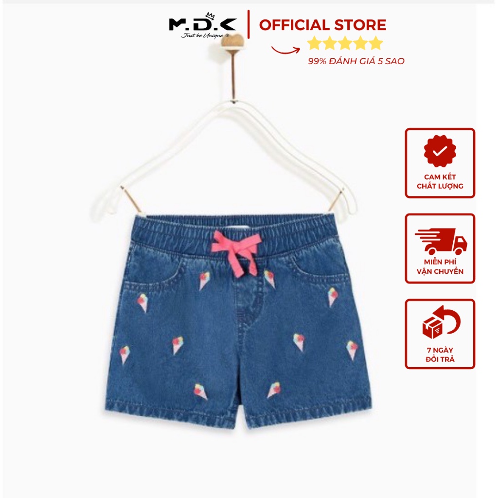 Quần short bé gái Pull-On Denim Ice Cream EBR M.D.K - dễ thương, cá tính
