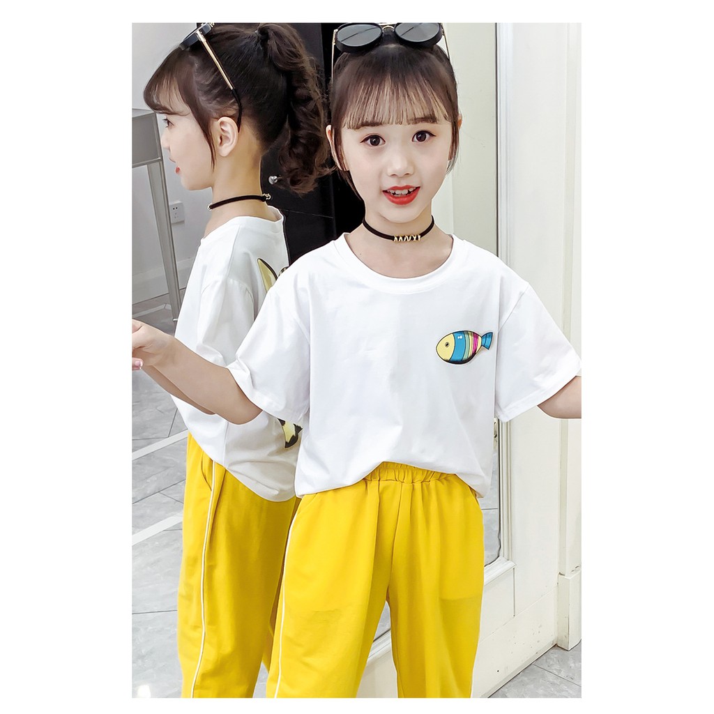 Áo thun bé gái đến size đại. Áo phông bé gái size đai từ 20 -50kg họa tiết mèo xinh sau lưng AG902