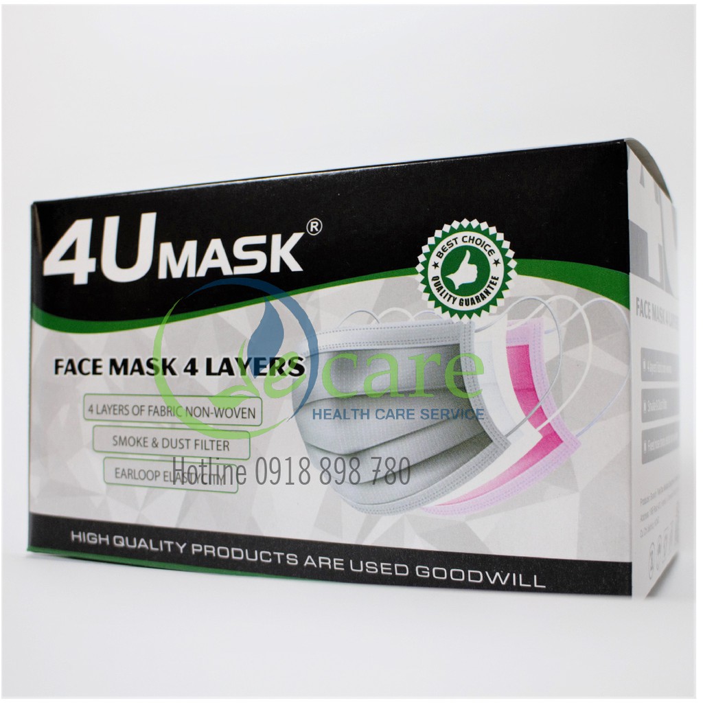 Khẩu Trang Y Tế Than Hoạt Tính 4 Lớp 4U Mask Việt Đức