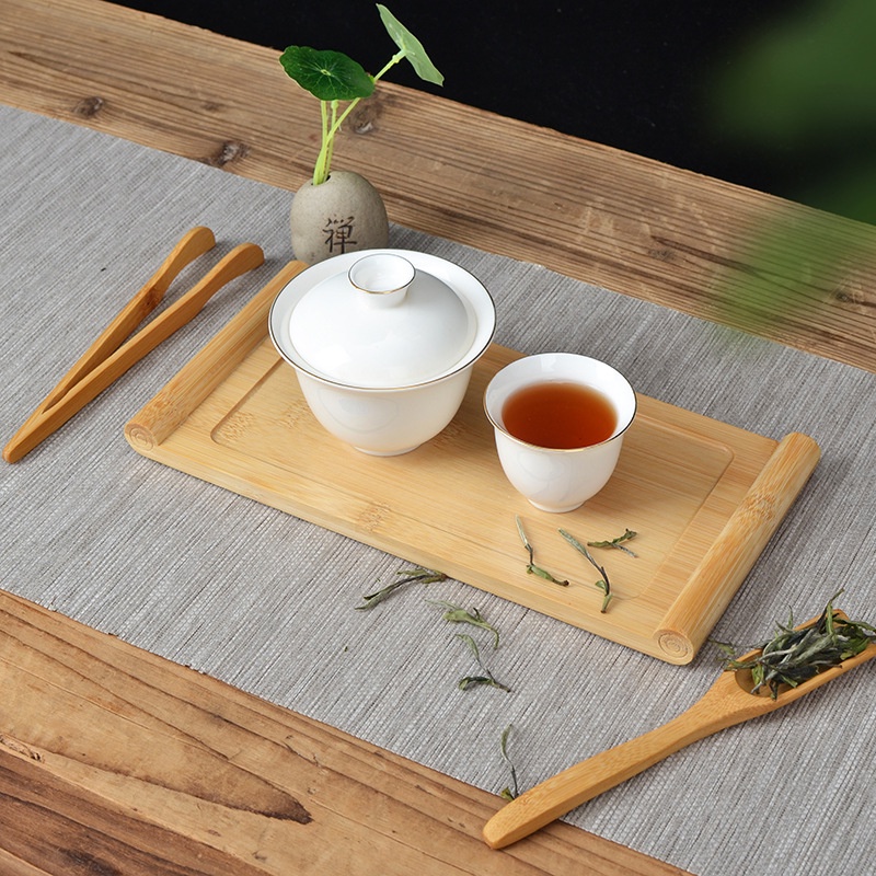 Khay Trà Gỗ Tre - Gỗ Siêu Dày - Đế Chống Trượt - Bàn Trà Gỗ Tre - Khay Trà Đạo Đơn Giản