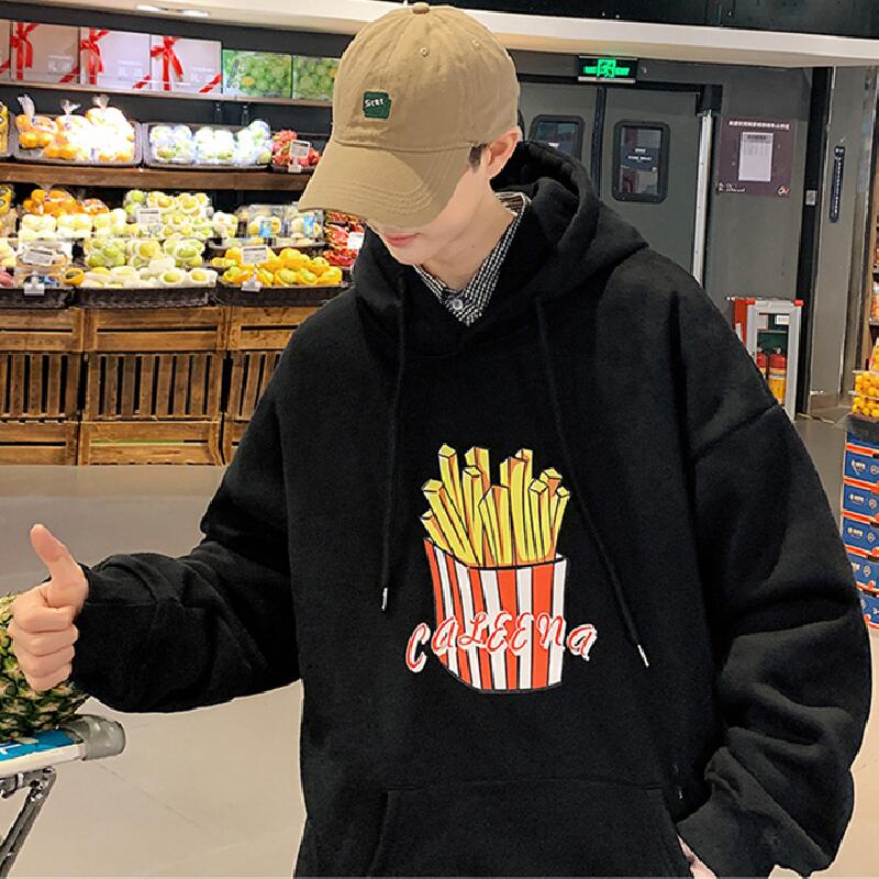 Áo hoodie Tay Dài In Họa Tiết Khoai Tây Chiên Thời Trang Hàn Quốc Dành Cho Nam Size M-8XL