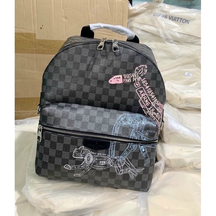 Balo Lv Nam discovery backpack SuperVip da dày nặng tay Size 40 vừa A4 laptop đi học đi làm