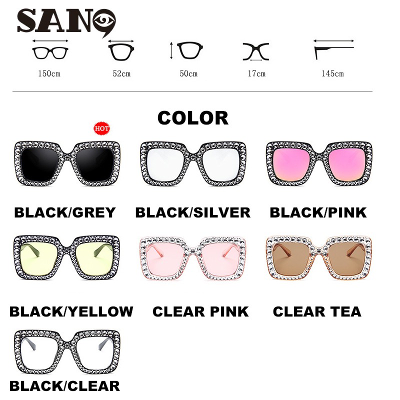 Kính mát gọng vuông bản to chống tia UV phong cách độc đáo thời trang cho nữ