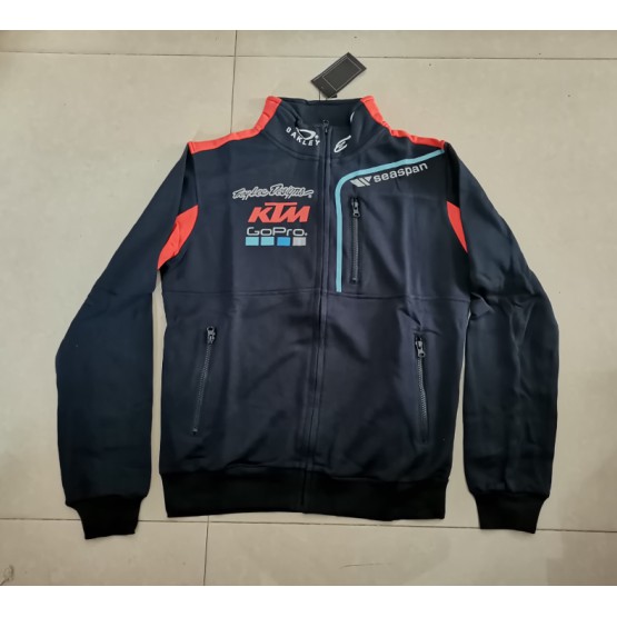 KTM stand collar cotton men's motorcycle riding zip sweater