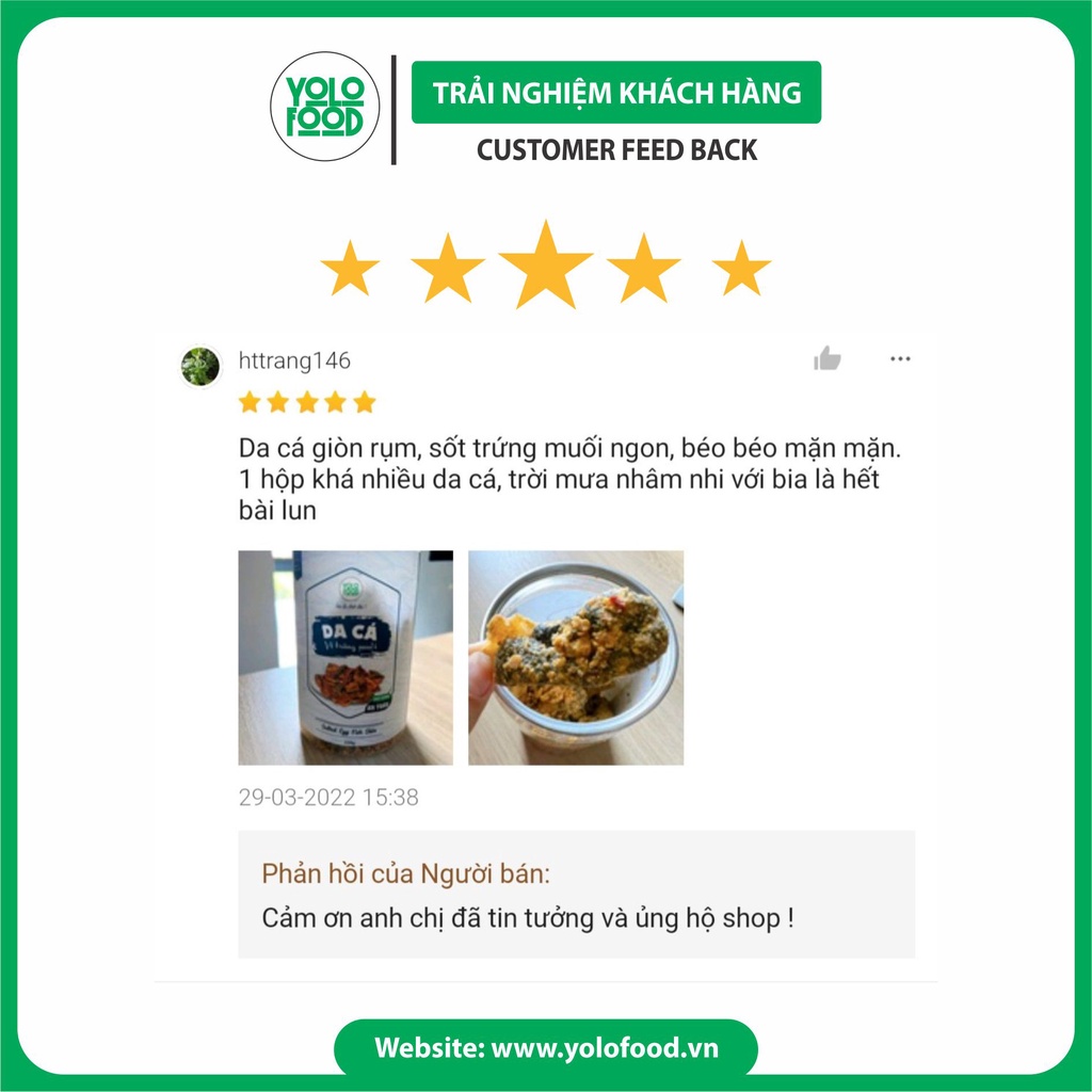 Da cá  trứng muối 220g YOLO FOOD đồ ăn vặt, ngon ,chất lượng ,đóng hộp atvstp ,da cá chiên giòn thơm lừng béo ngậy