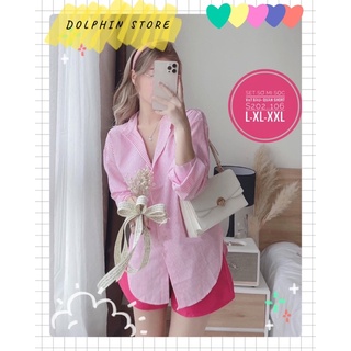 🌹BIGSIZE Set áo sơ mi kèm quần short bigsize