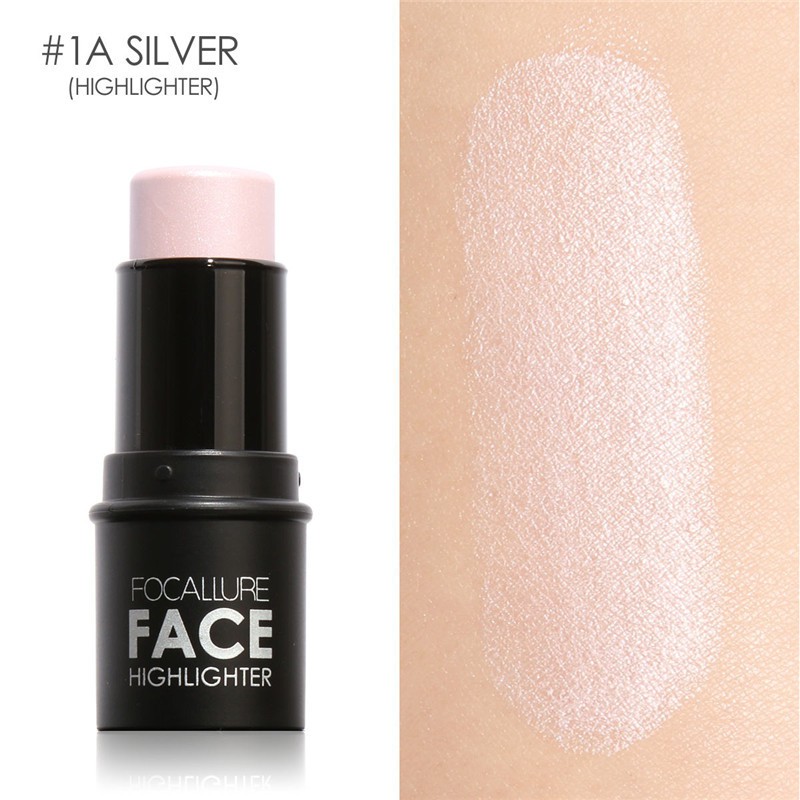 【selling】 Focallure Highlighter stick All Over Shimmer Highlighting Powder Creamy Texture Water-proof Silver Shimmer Light