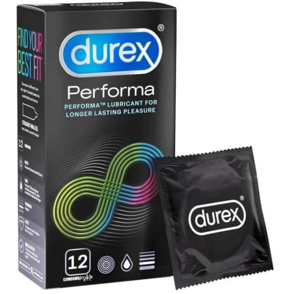 Bao cao su Durex Performa 12 bcs / hộp, bao cao su durex chống xuất tinh sớm + Tăng kèm 3 bao/hộp.