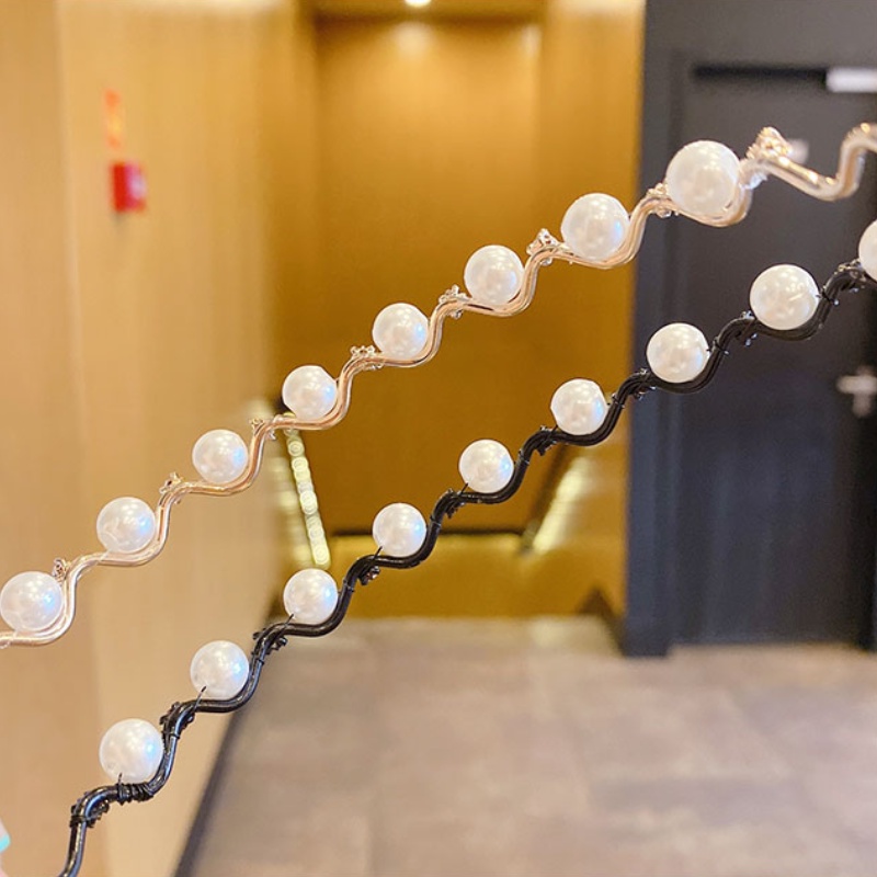 Băng đô cài tóc đính ngọc trai đơn giản phong cách Hàn Quốc mới