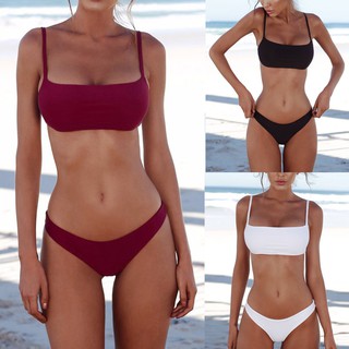 Bikini nữ phối dây có đệm nâng ngực phong cách Brazil
